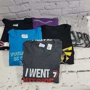 T-Shirt Lot Of 6 Mens Size L Short Sleeve Crew Neck Graphic Tees